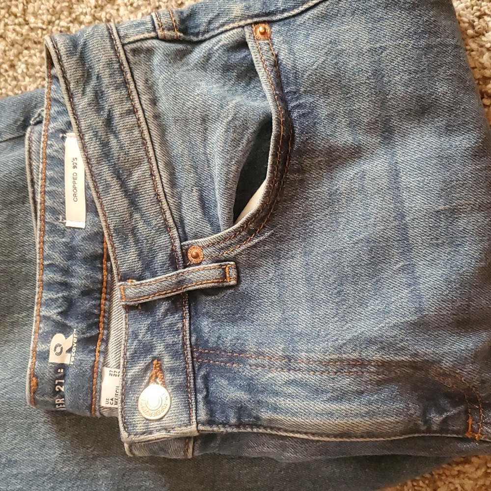 Wide leg blue jeans